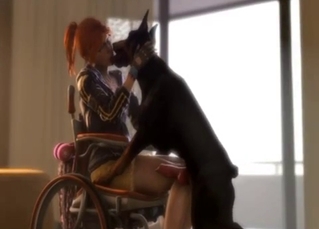 Paralyzed chick makes out with a dog